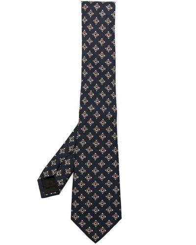 Giorgio Armani Cravate en soie à motif géométrique - Noir