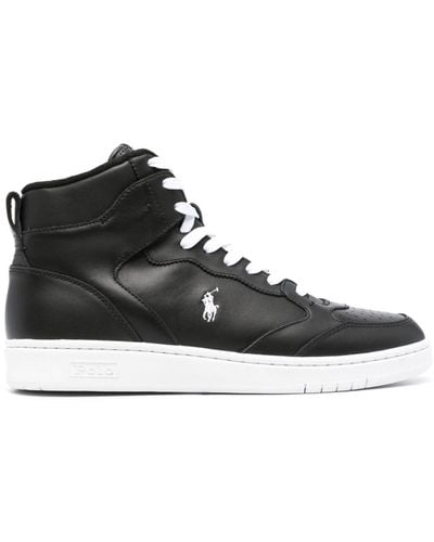 Polo Ralph Lauren Logo-embroidered High-top Sneakers - Black