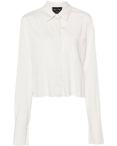 Andrea Ya'aqov Pinstriped Cropped Shirt - White