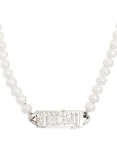 Natasha Zinko Lucky Stamp Pearl Necklace - White