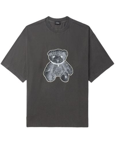 we11done T-Shirt mit Teddy-Print - Grau