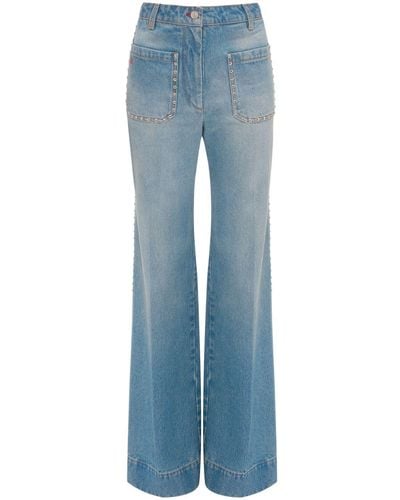 Victoria Beckham Jeans a gamba ampia Alina con borchie - Blu