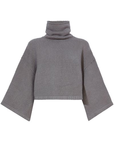 Proenza Schouler Cropped Cashmere Roll-neck Sweater - Gray