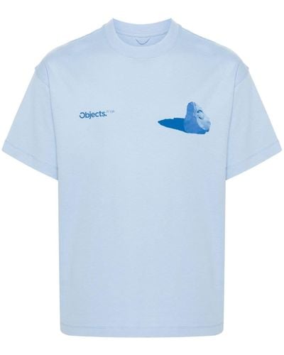 Objects IV Life Boulder-print Cotton T-shirt - Blue