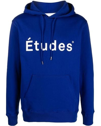 Etudes Studio Logo-print Organic Cotton Hoodie - Blue