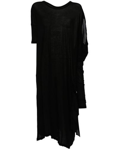 Yohji Yamamoto Draped asymmetric long T-shirt - Nero