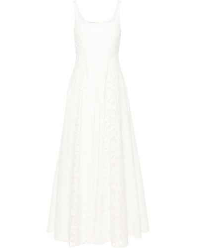 Alberta Ferretti Lace-detailed Flared Maxi Dress - Wit