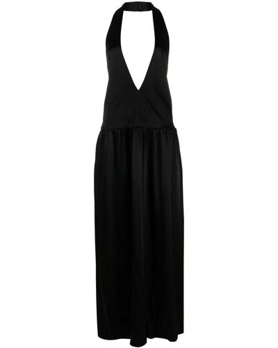 16Arlington ホルターネック サテンイブニングドレス - ブラック