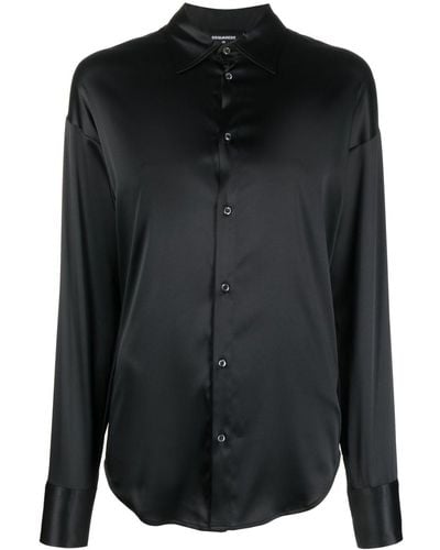 DSquared² Embellished Satin Shirt - Black