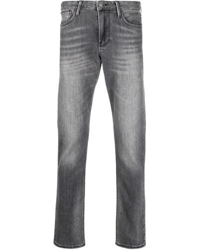Emporio Armani Slim-cut Faded Jeans - Gray