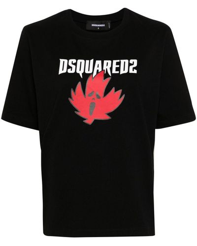 DSquared² Horror Maple Leaf-print T-shirt - Black