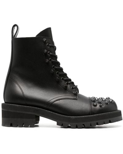 Junya Watanabe 50mm Stud-embellished Leather Ankle Boots - Black