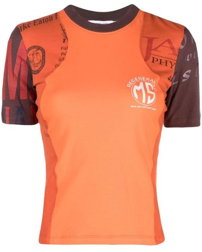 Marine Serre Camisa Regenerated con motivo patchwork - Naranja