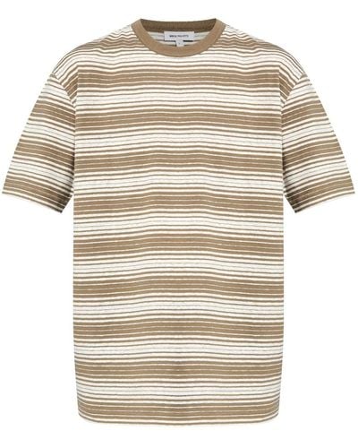 Norse Projects Striped cotton T-shirt - Natur