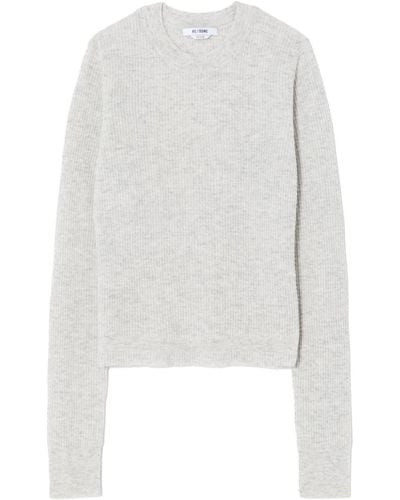 RE/DONE Waffle-knit Crew-neck Sweater - White