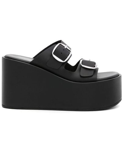 Coperni 100mm Leather Wedge Sandals - Black