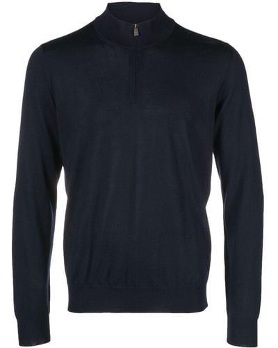 Corneliani Half-zip Virgin Wool Sweater - Blue