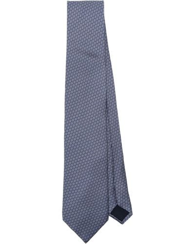 Corneliani Graphic-print Silk Tie - Blue