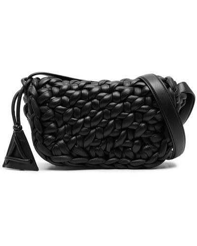Alanui Icon Woven Leather Crossbody Bag - Black