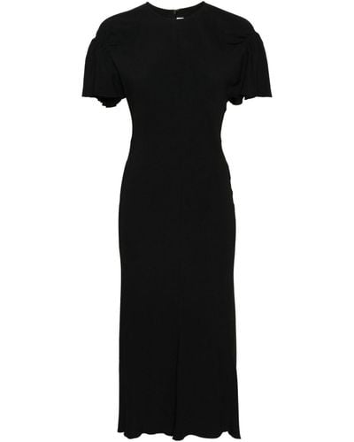 Victoria Beckham Gathered-detail Crepe Maxi Dress - Zwart