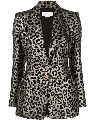 Genny Leopard-jacquard Single-breasted Blazer - Black