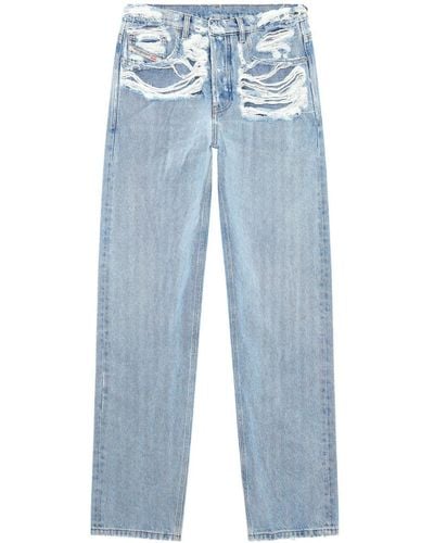 DIESEL Halbhohe Straight-Leg-Jeans - Blau