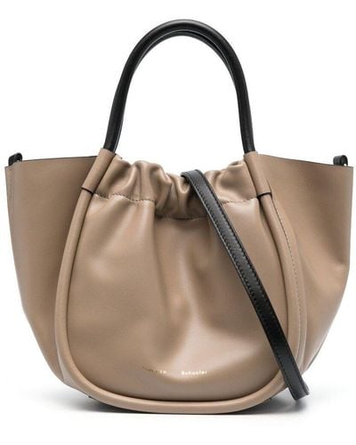 Proenza Schouler Ruched-detailing Leather Tote Bag - Natural