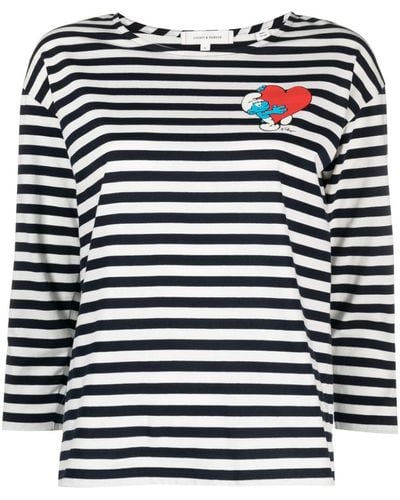 Chinti & Parker Camiseta Heart Smurf a rayas - Negro