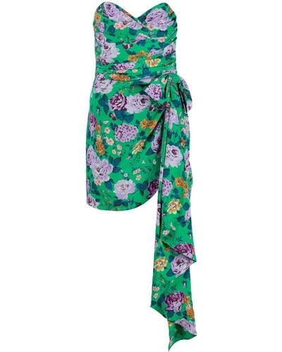 Alessandra Rich Floral-print Silk Mini Dress - Green