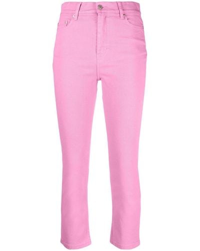 Ami Paris Cropped Slim-fit Jeans - Pink