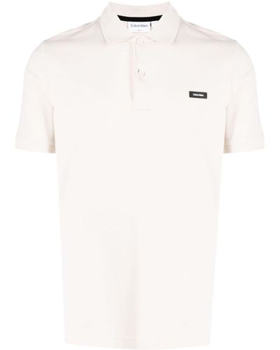 Calvin Klein Logo-patch Piqué Polo Shirt - White