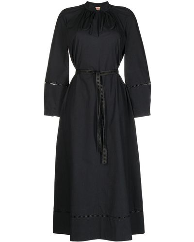 Yves Salomon Belted Midi Shirt Dress - Black