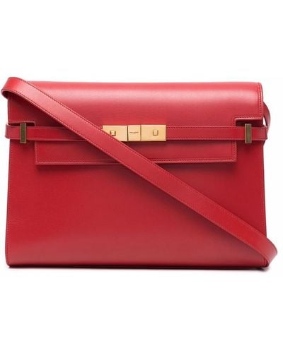 Saint Laurent Manhattan Clasp-fastening Shoulder Bag - Red