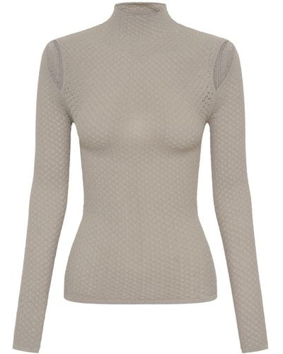 Dion Lee Cut-out Long-sleeve Top - Gray