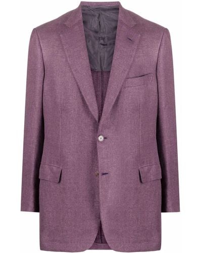 Brioni Single-breasted Linen-blend Blazer - Purple