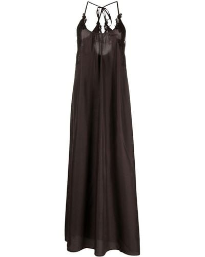 P.A.R.O.S.H. Maxi-jurk Met Macramé Detail - Zwart