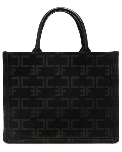 Elisabetta Franchi Logo-jacquard Tote Bag - Black
