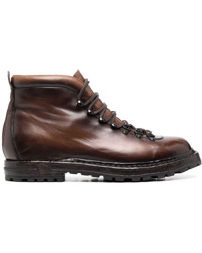 Officine Creative Brushed Lace-up Ankle Boots - Brown