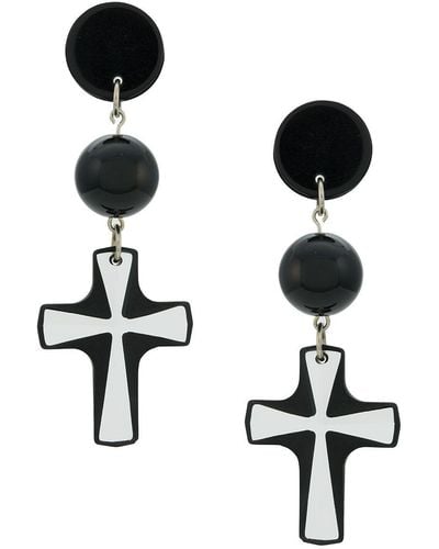 Amir Slama Pendientes con diseño de cruz - Negro
