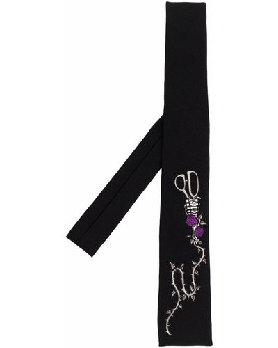 Yohji Yamamoto Embroidered-scissors Tie - Black