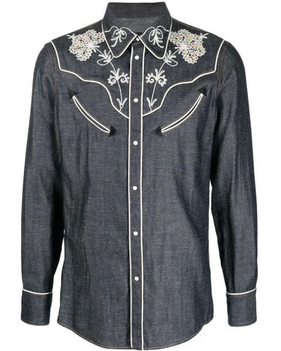 DSquared² Embroidered Western-style Shirt - Gray