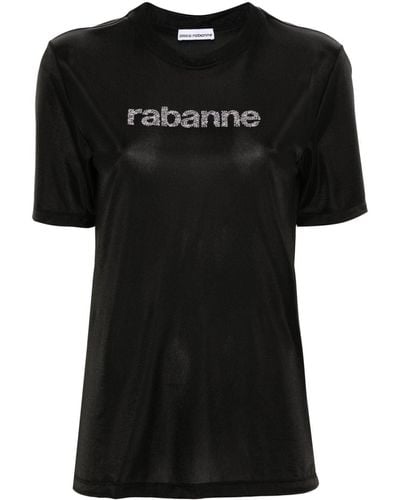 Rabanne T-Shirt mit Logo-Verzierung - Schwarz