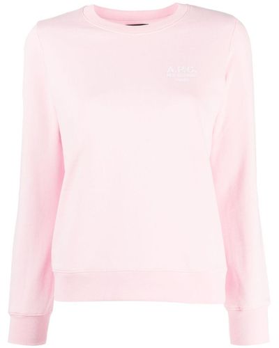 A.P.C. Logo-embroidered Long-sleeve T-shirt - Pink