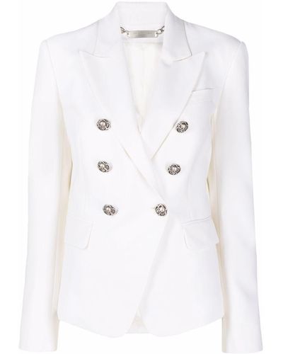 Philipp Plein Double-breasted Fitted Blazer - White