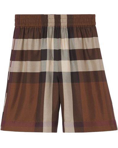 Burberry Silk Check Shorts - Brown