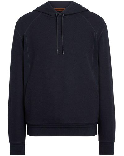 Zegna High Performancetm Hoodie Van Katoenwolmix - Blauw