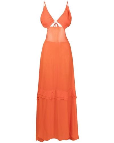 Amir Slama Cut-out Semi-sheer Maxi Dress - Orange