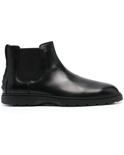 Tod's Tronchetto Slip-on Leather Boots - Black