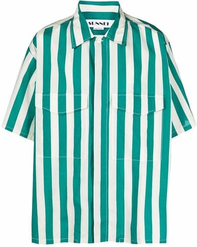 Sunnei Stripe-print Oversized Shirt - Blue