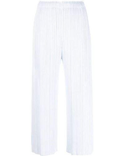 Pleats Please Issey Miyake Pleated Cropped Pants - White